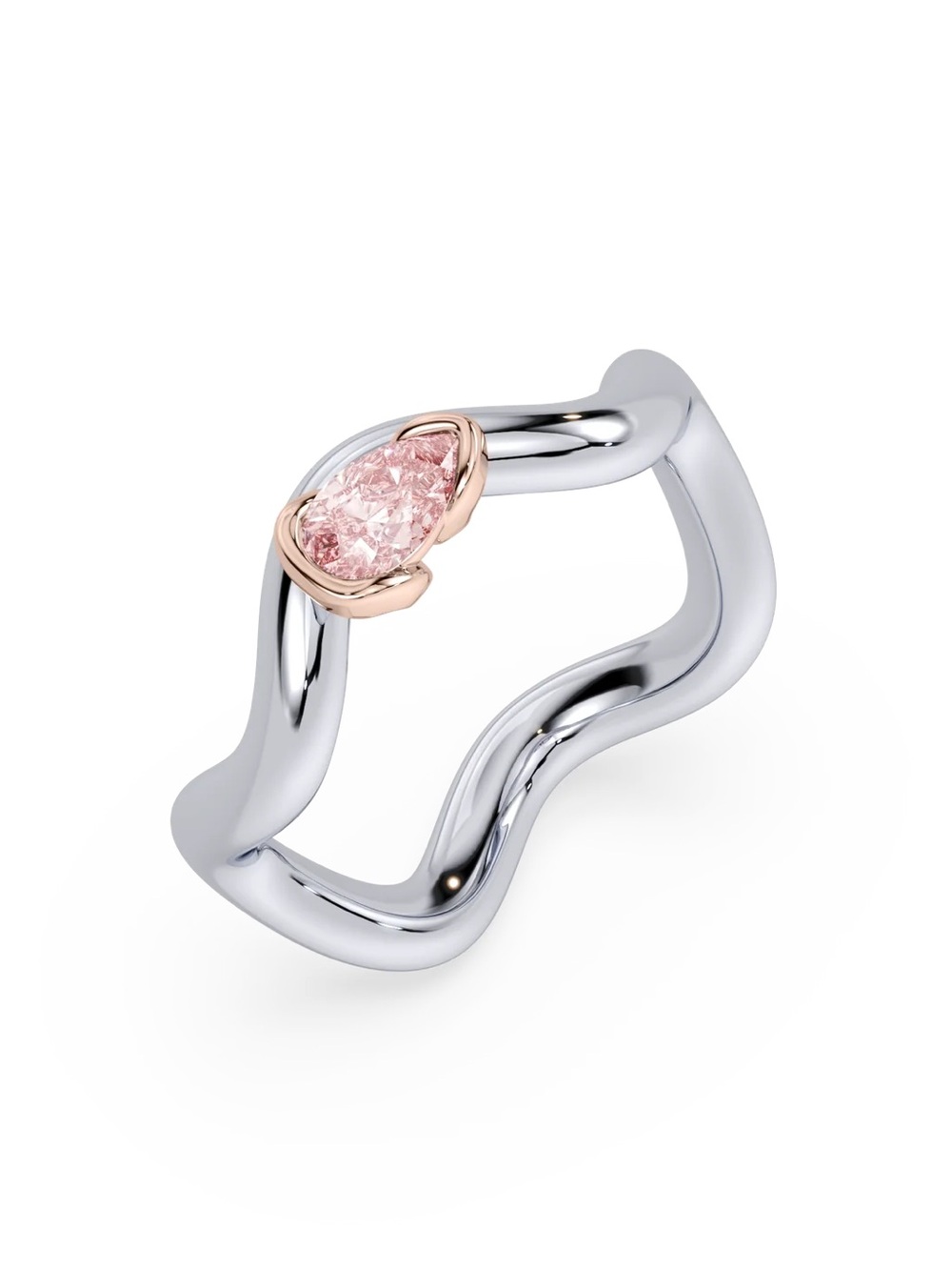 SETTE Coquette Two Toned Pink Pear Pinky Ring Size 4 - Picture 2 of 15